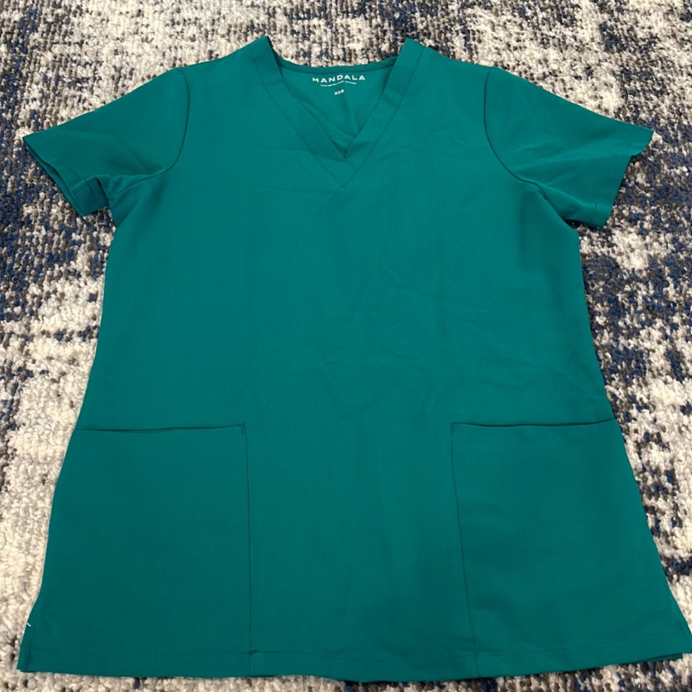 Mandala hunter green scrub top